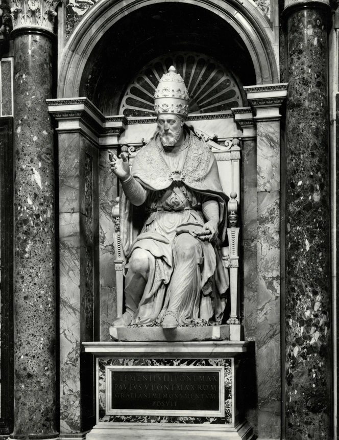 פסל של קלמנט השמיני (1536–1592) על קברו בקפלת בורגזה בבזיליקת סנטה מריה מג'ורה