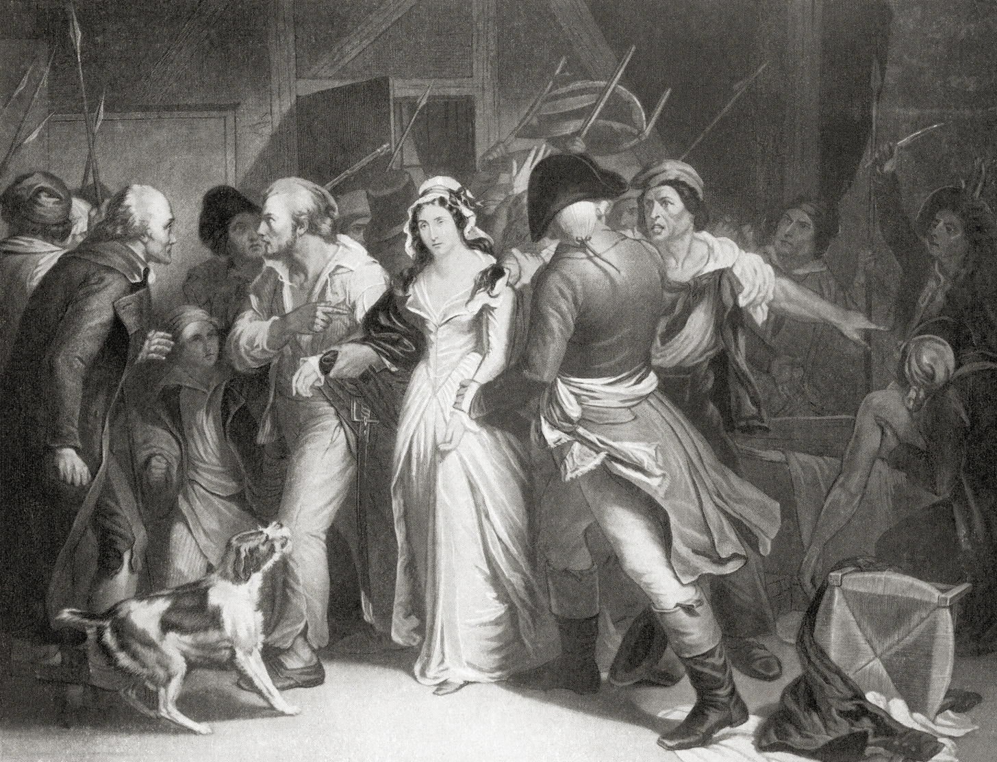 Marie Antoinette being led to execution during the French Revolution, 1793