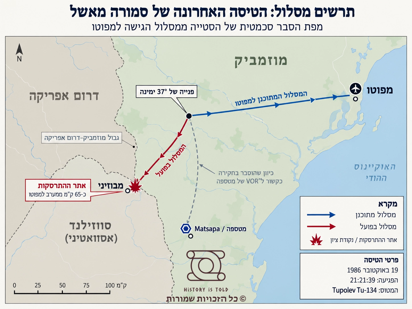 מסלול הטיסה בה התרסק אל מותו סמורה מאשל.