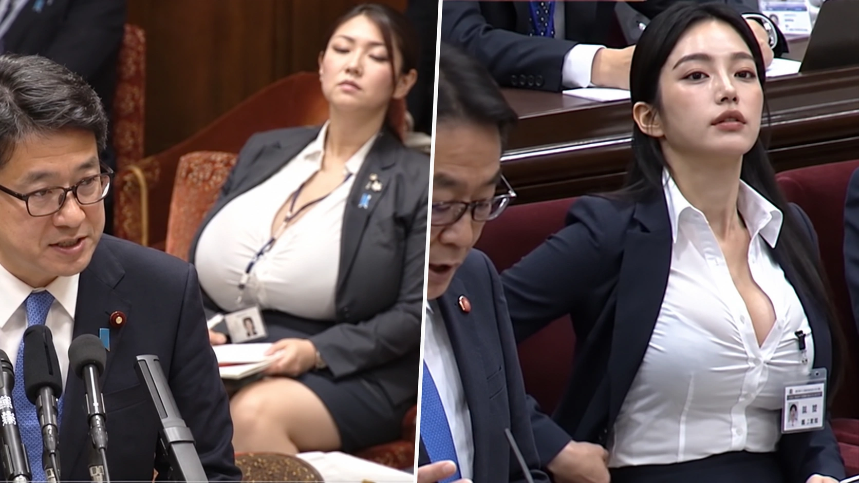 Split-Screen Japanese Parliamentary Session