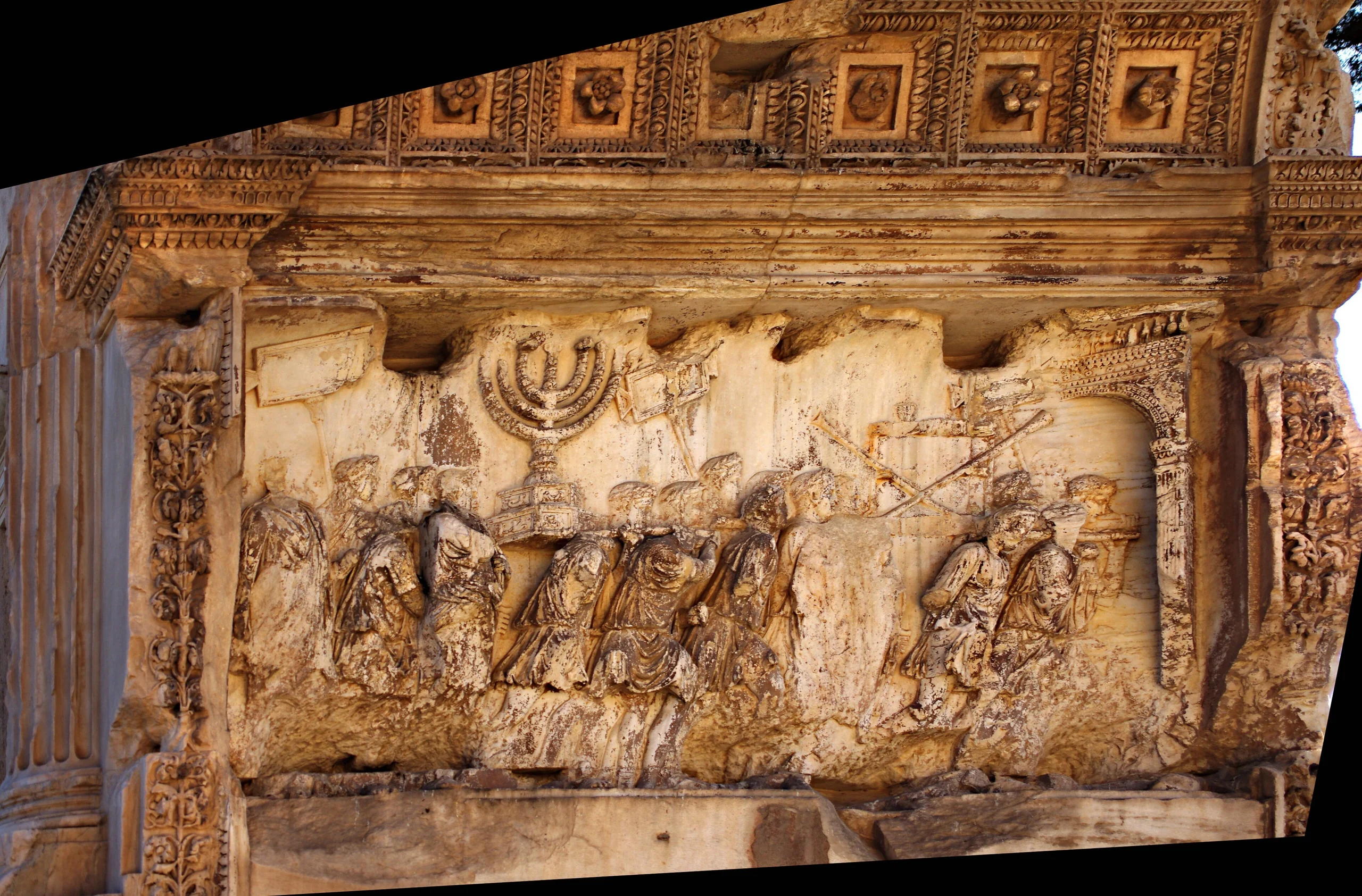 נפילת ירושלים, התיעוד המפורסם של שלל המקדש ובו המנורה