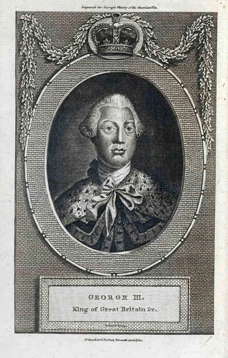 דיוקן המלך ג'ורג' השלישי מאת רוברט פולארד, 1782. מקור: מכון הסמית'סוניאן.