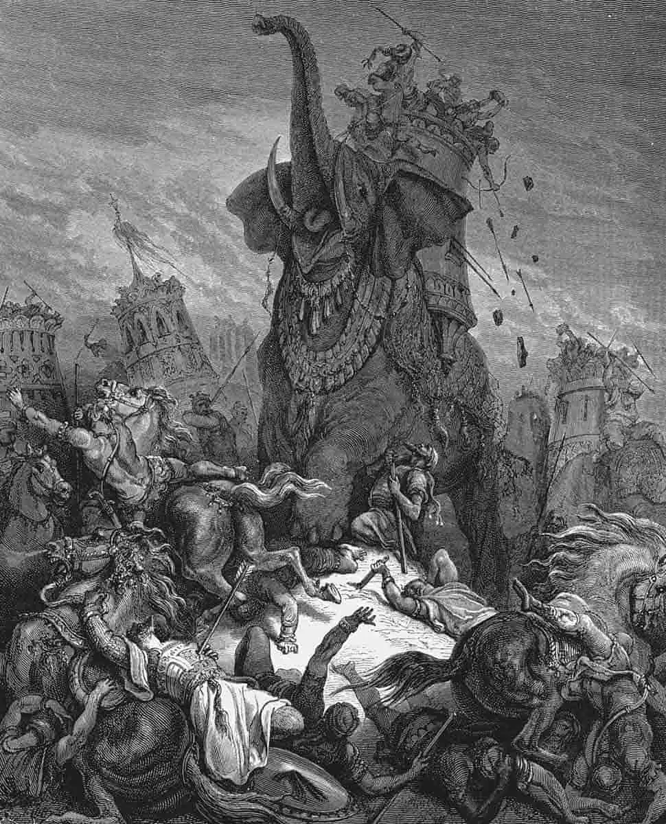 הקרב על בית זכריה.מותו של אלעזר. מאת גוסטב דורה, 1866.