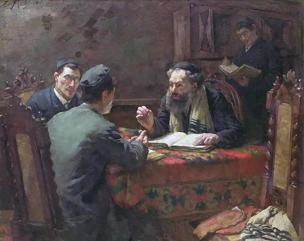 ויכוח תיאולוגי, איור מאת אדוארד פרנקפורט, 1888, מקור: Fine Art America.