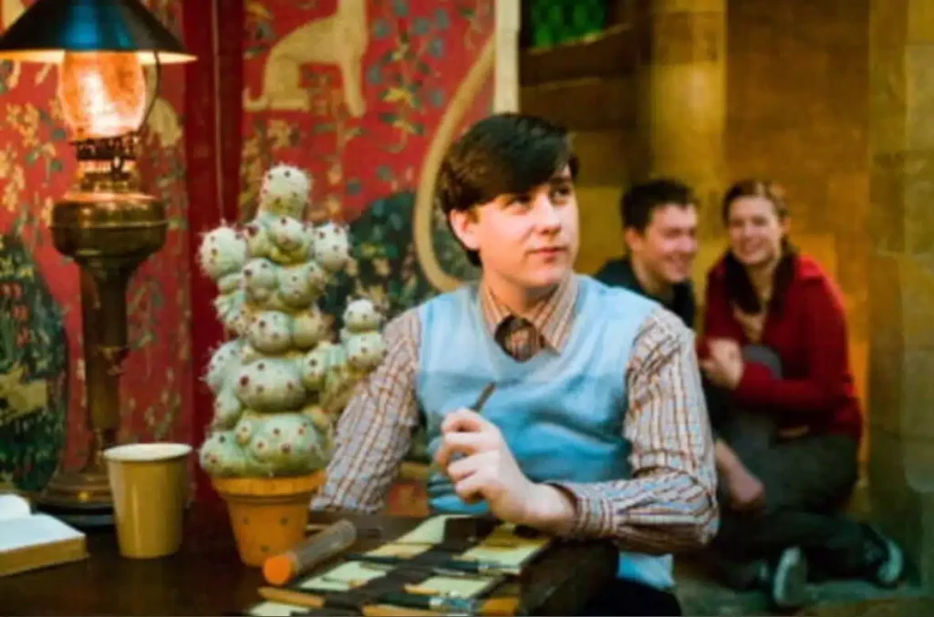 נוויל לונגבוטום בחדר המועדון של גריפינדור בסרט ״הארי פוטר ומסדר עוף החול״ (Harry Potter and the Order of the Phoenix/Warner Bros Pictures).